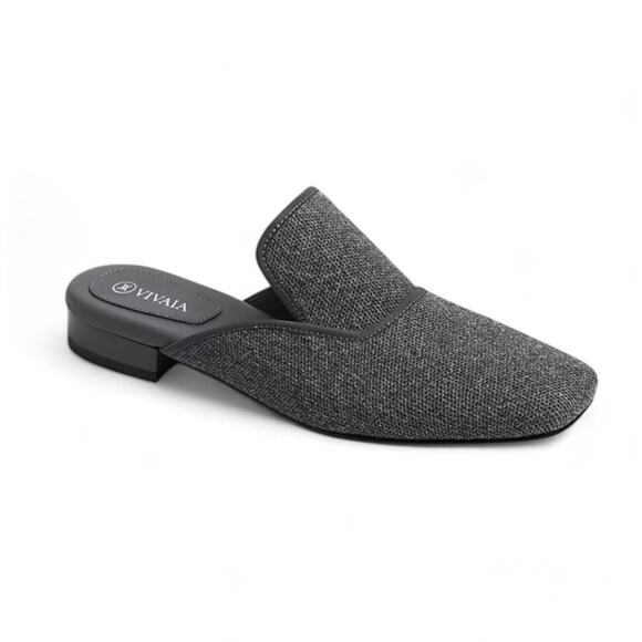 Vivaia Square-Toe Mules Slip-On Lightweight Charcoal Gray Womens Size US 8 EU 39 - Picture 1 of 9